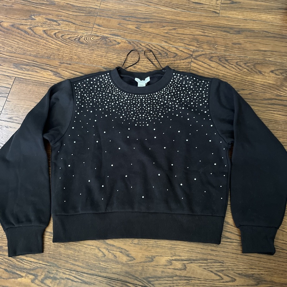 Cupcakes & Cashmere Black Rhinestones Sweatshirt Medium NWOT